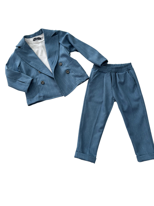 abito azzurro elegante doppiopetto per bambino 