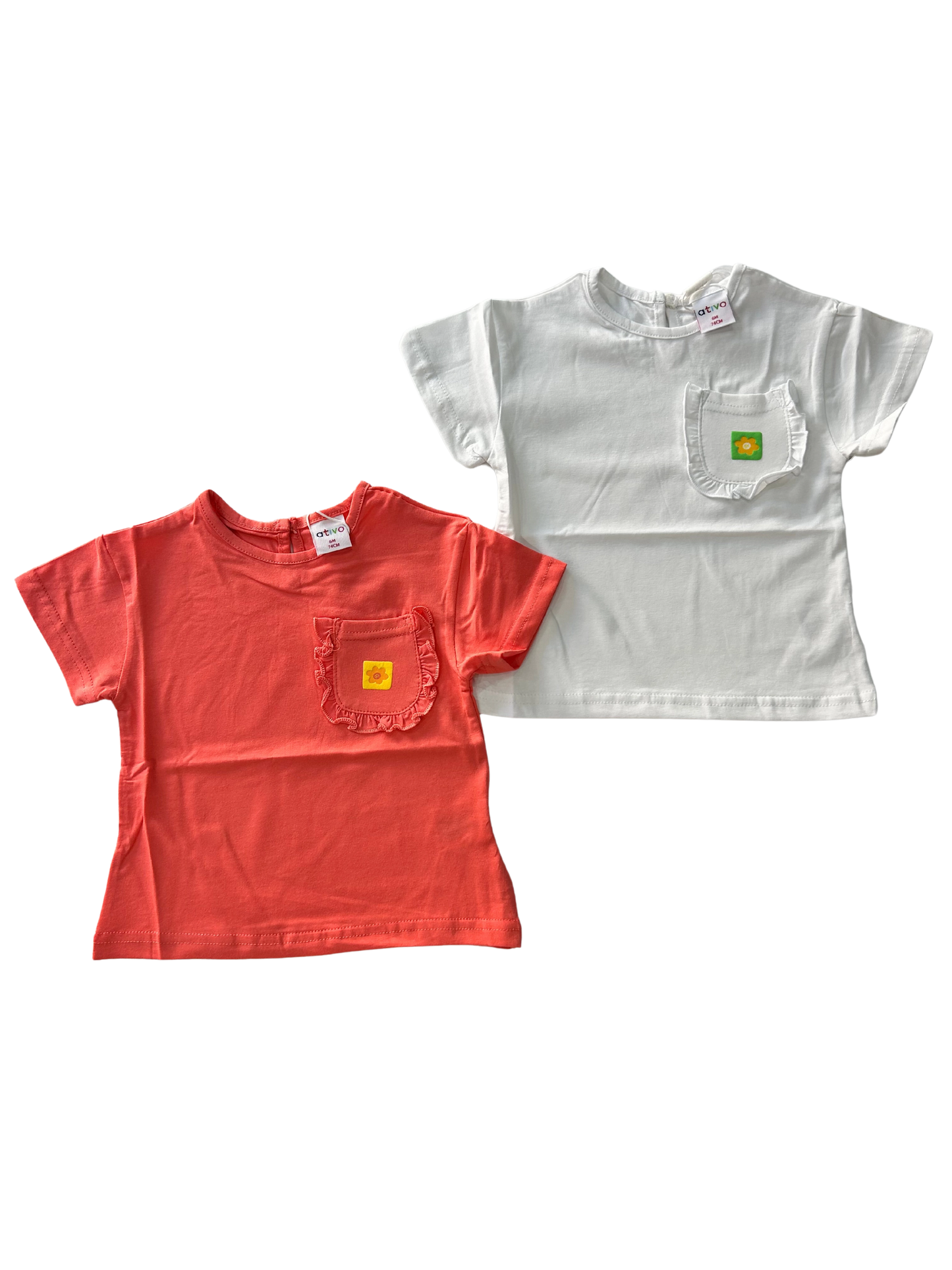 Shirt in cotone neonata con taschino sul davanti