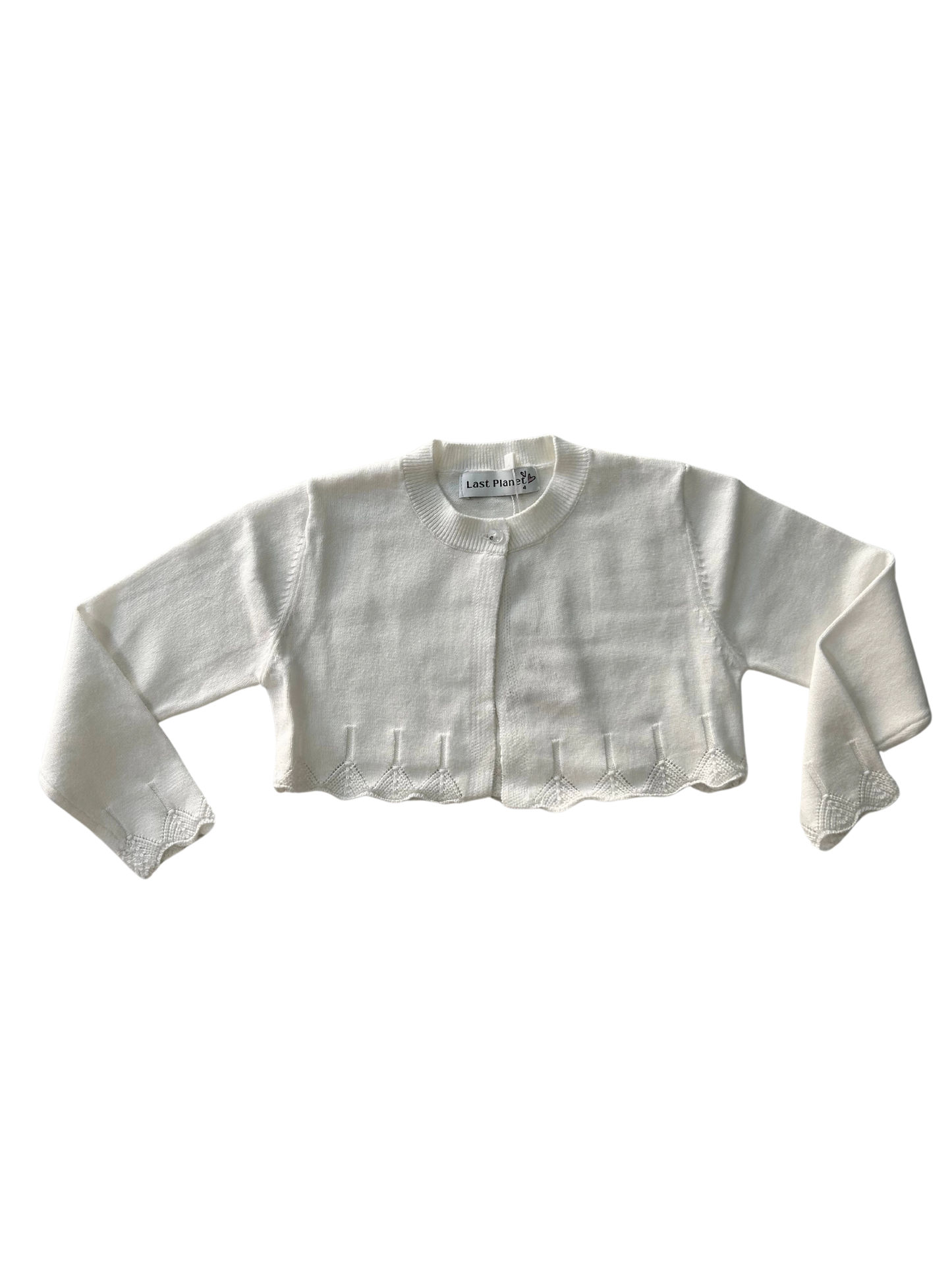 Coprispalle bianco per bambina con inserti traforati