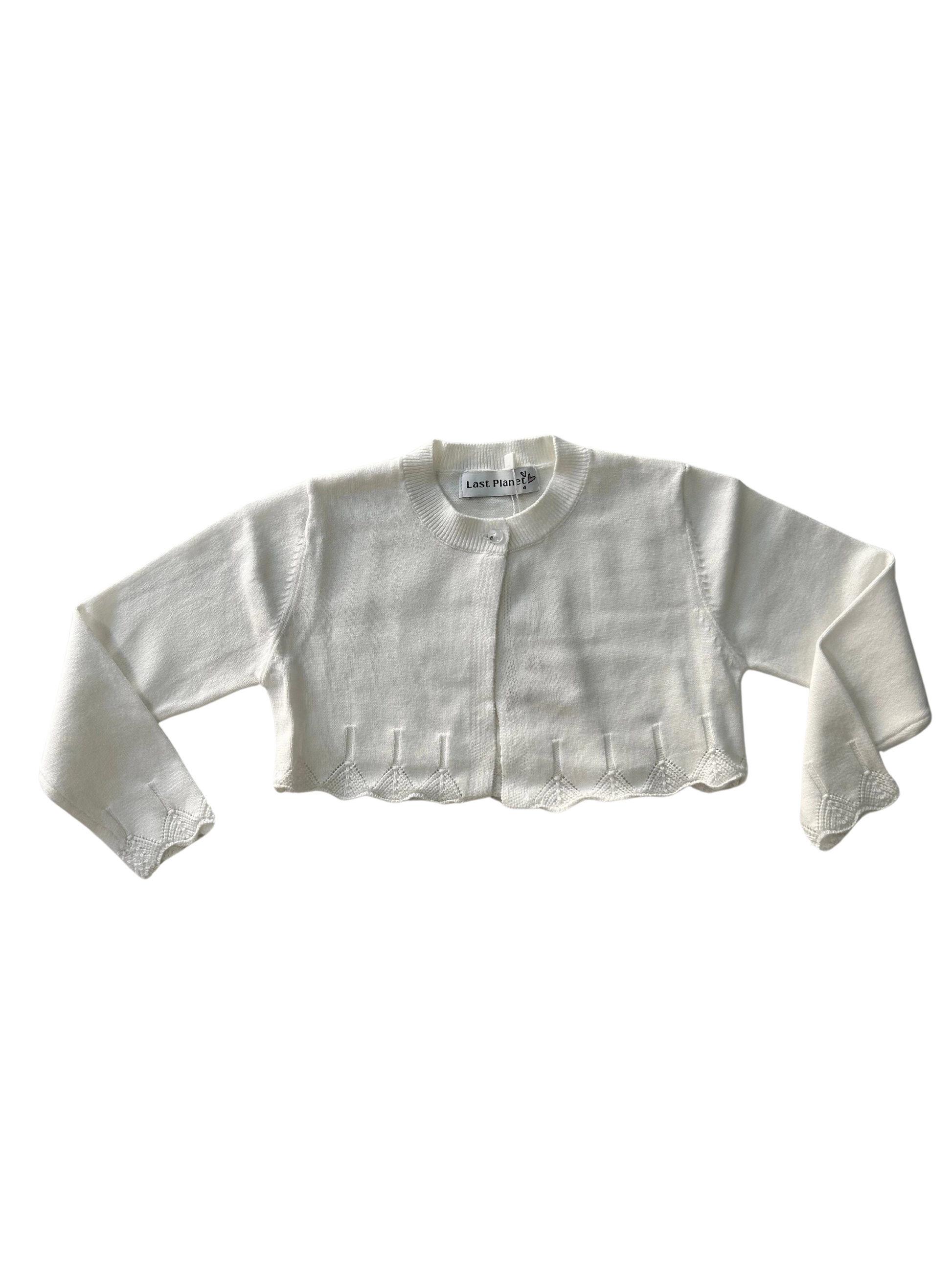 Coprispalle bianco per bambina con inserti traforati