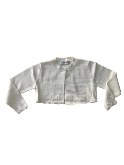 Coprispalle bianco per bambina con inserti traforati