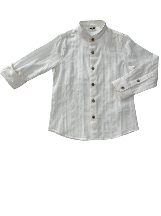 camicia bianca con colletto coreano per bambino in saldo