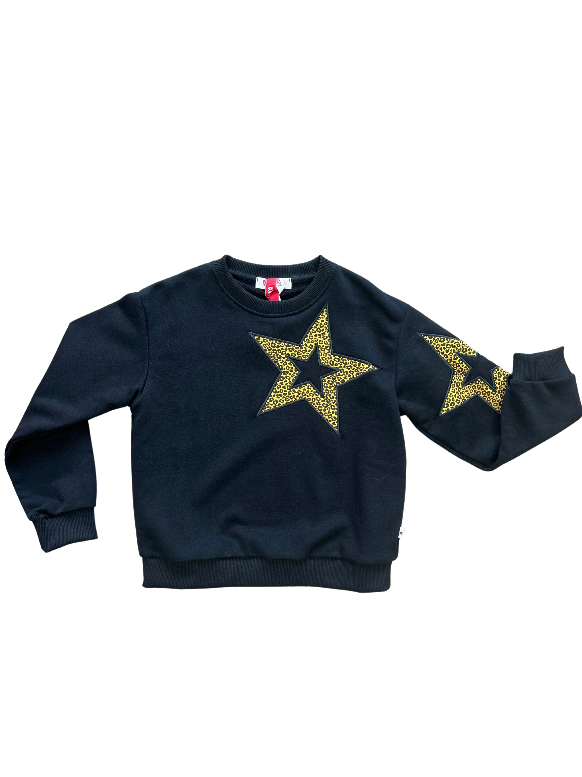 felpa in cotone kontatto con stella animalier per bambina in saldo