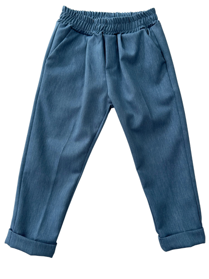 Pantalone elegante tasca a filo azzurro 