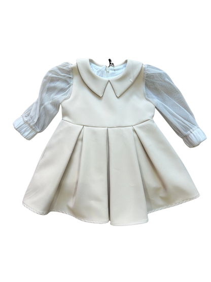 abito con manica in tulle e colletto per neonata firmato janice