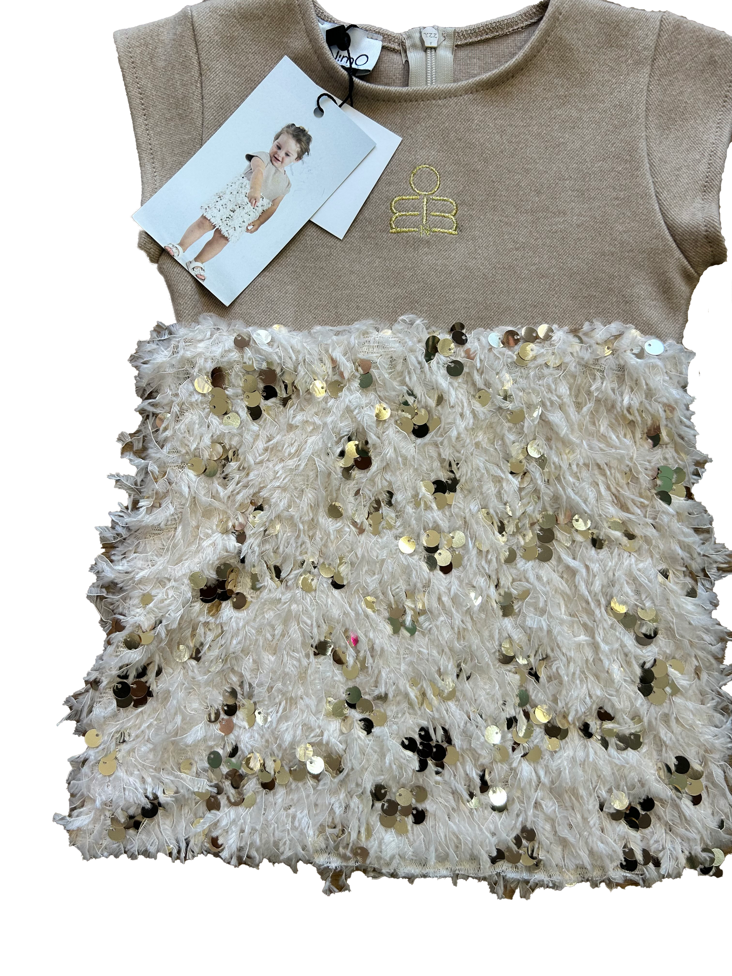 Vestitino piume e pailettes