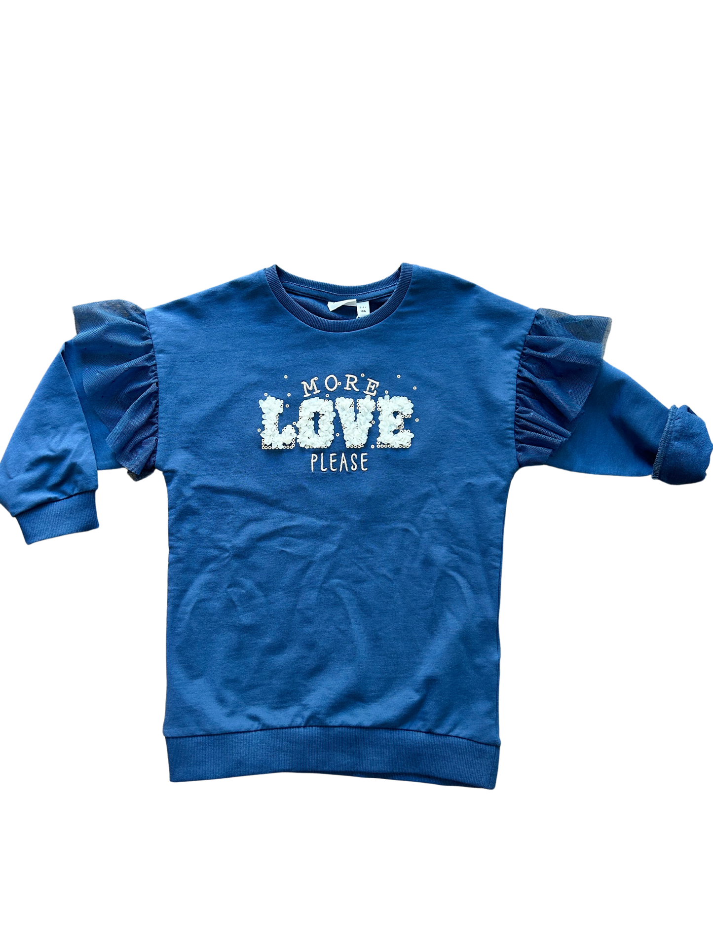 maxi felpina in cotone nameit blu navy con scritta e petali per bambina