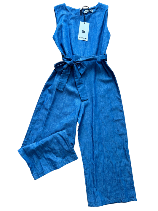 tuta intera in cotone effetto jeans per bambina