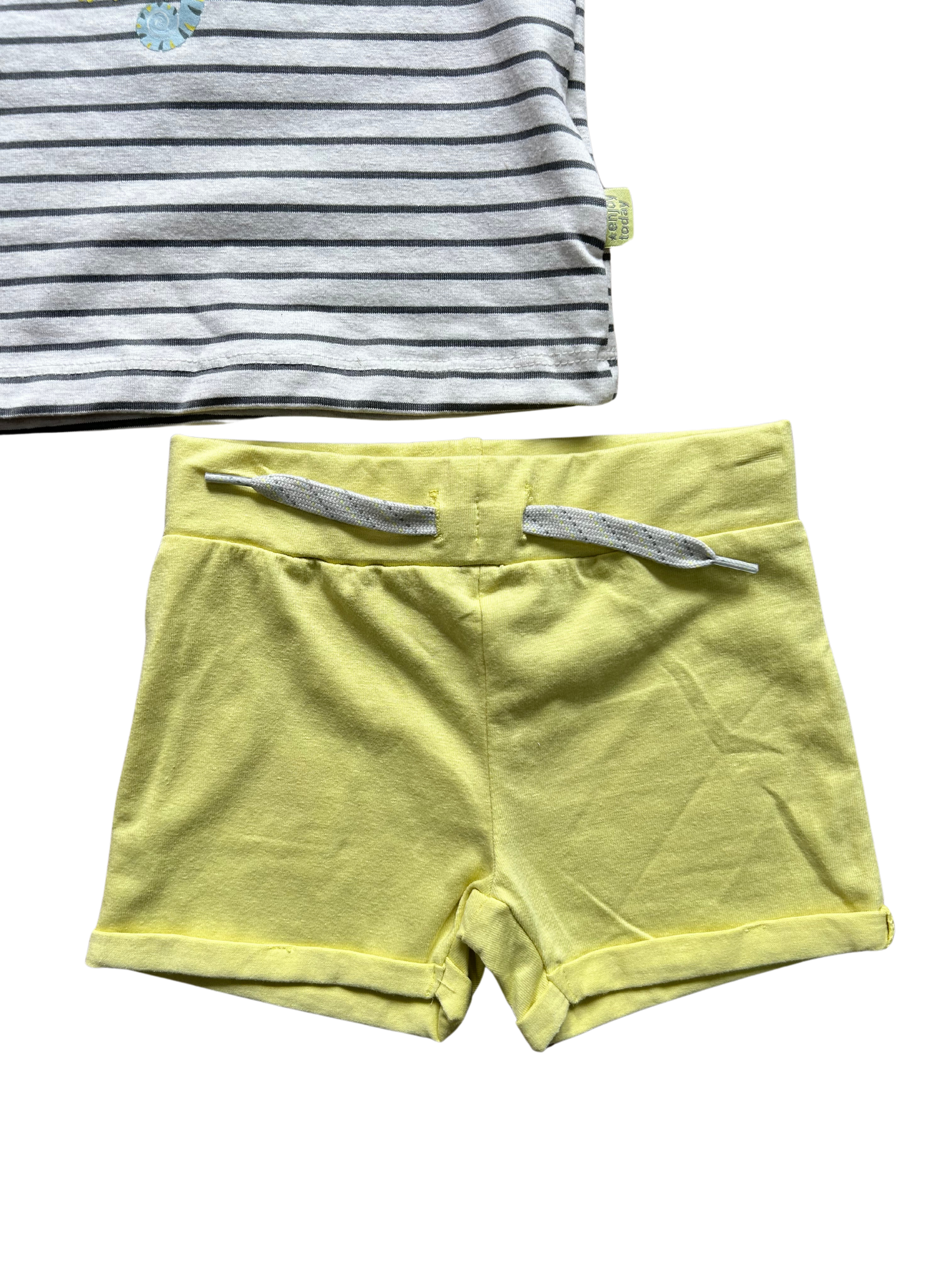 pantaloncino set sportivo giallo con elastico per neonato