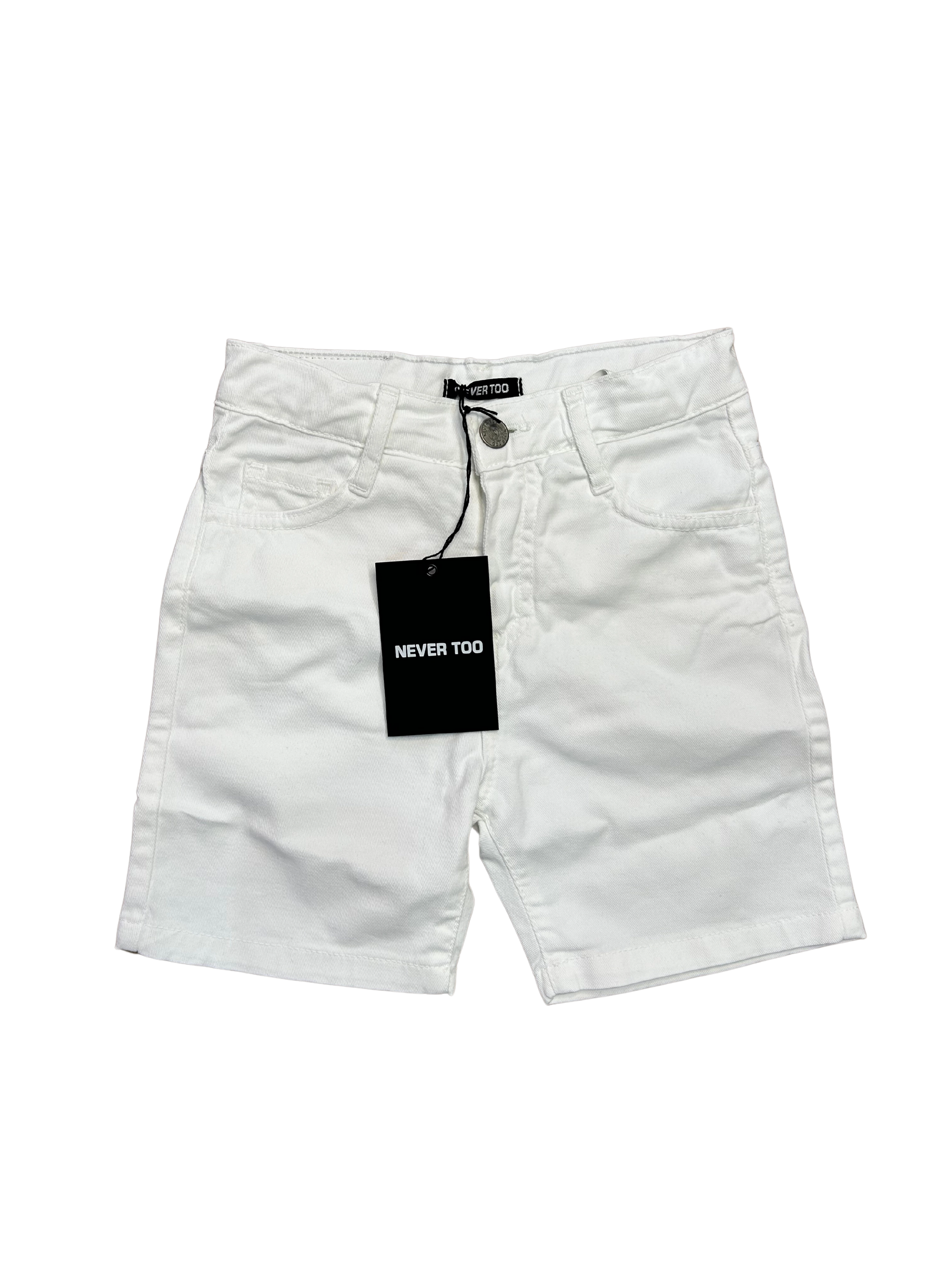 bermuda never too bianco cinque tasche per bambino
