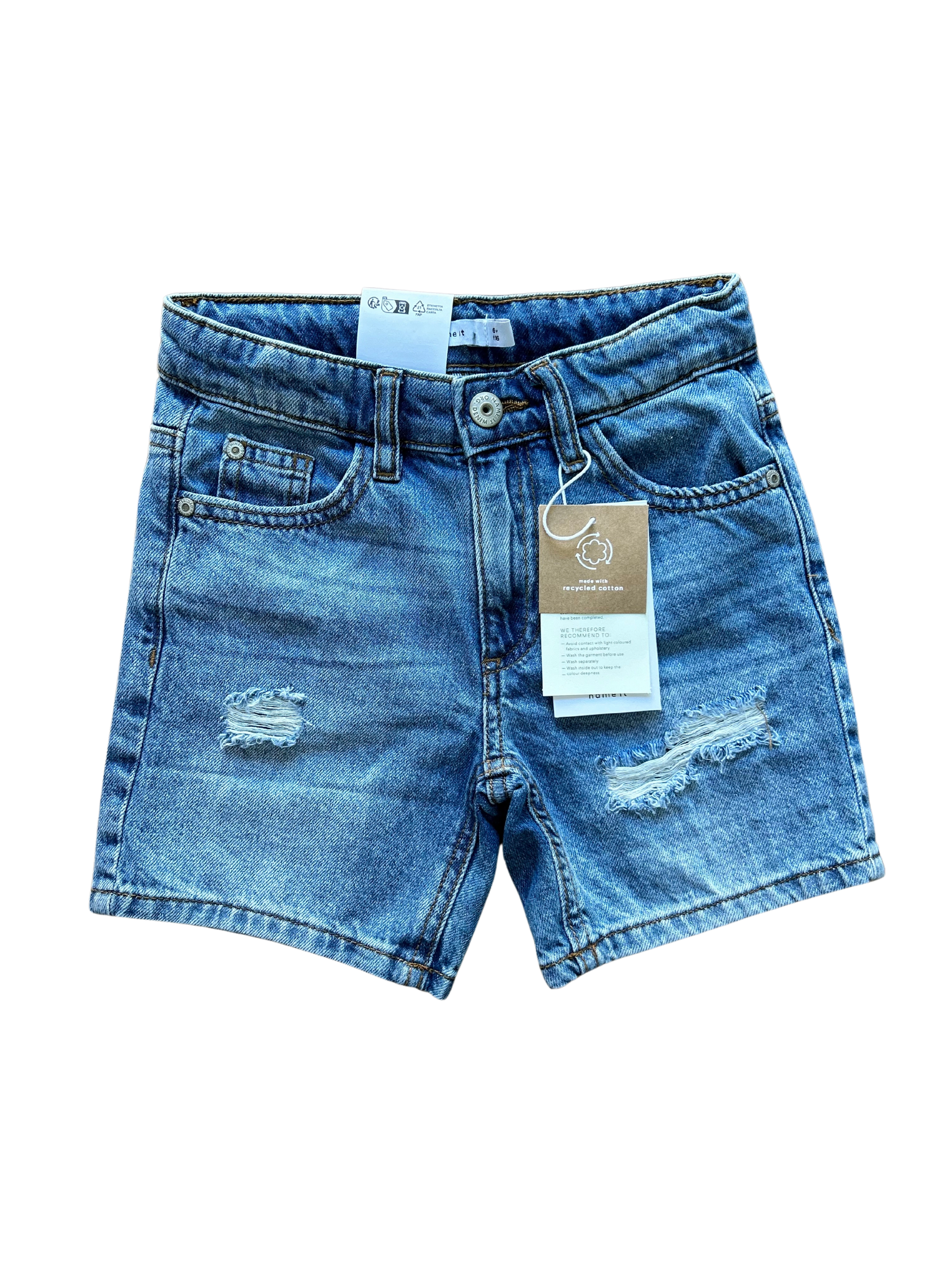 bermuda name it di jeans lavaggio chiaro per bambino con rotture fino a 14 anni