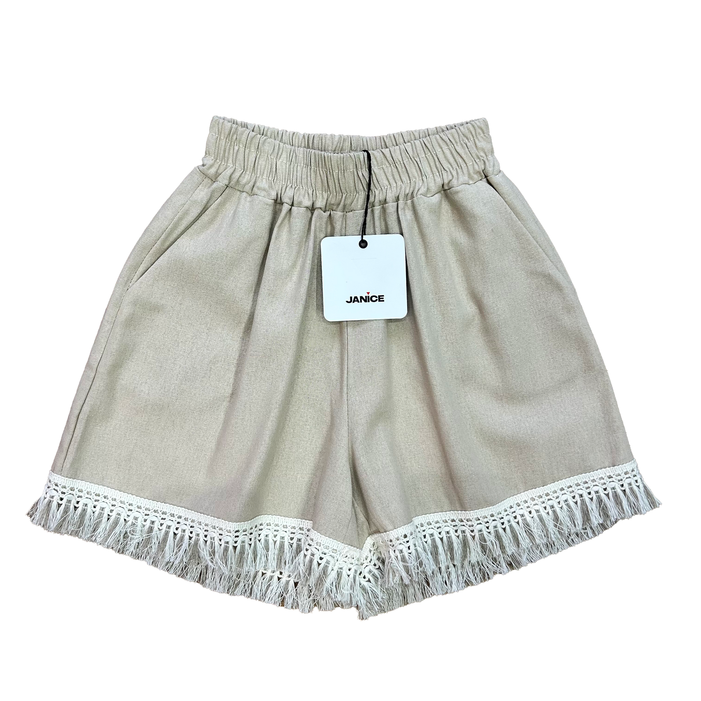 Bermuda misto lino con frange