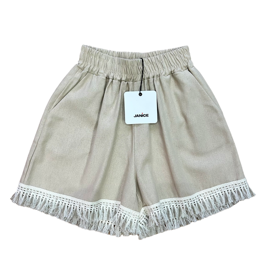 Bermuda misto lino con frange