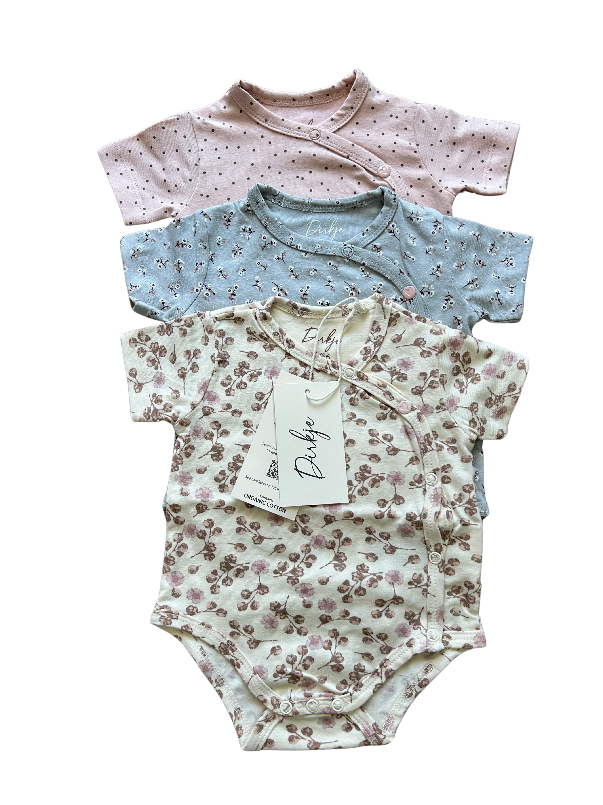 tris body antipanico fantasia per neonata in cotone organico