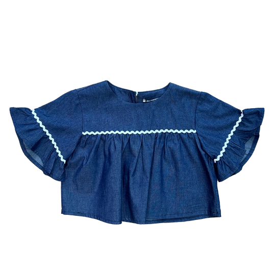 Blusa in cotone denim