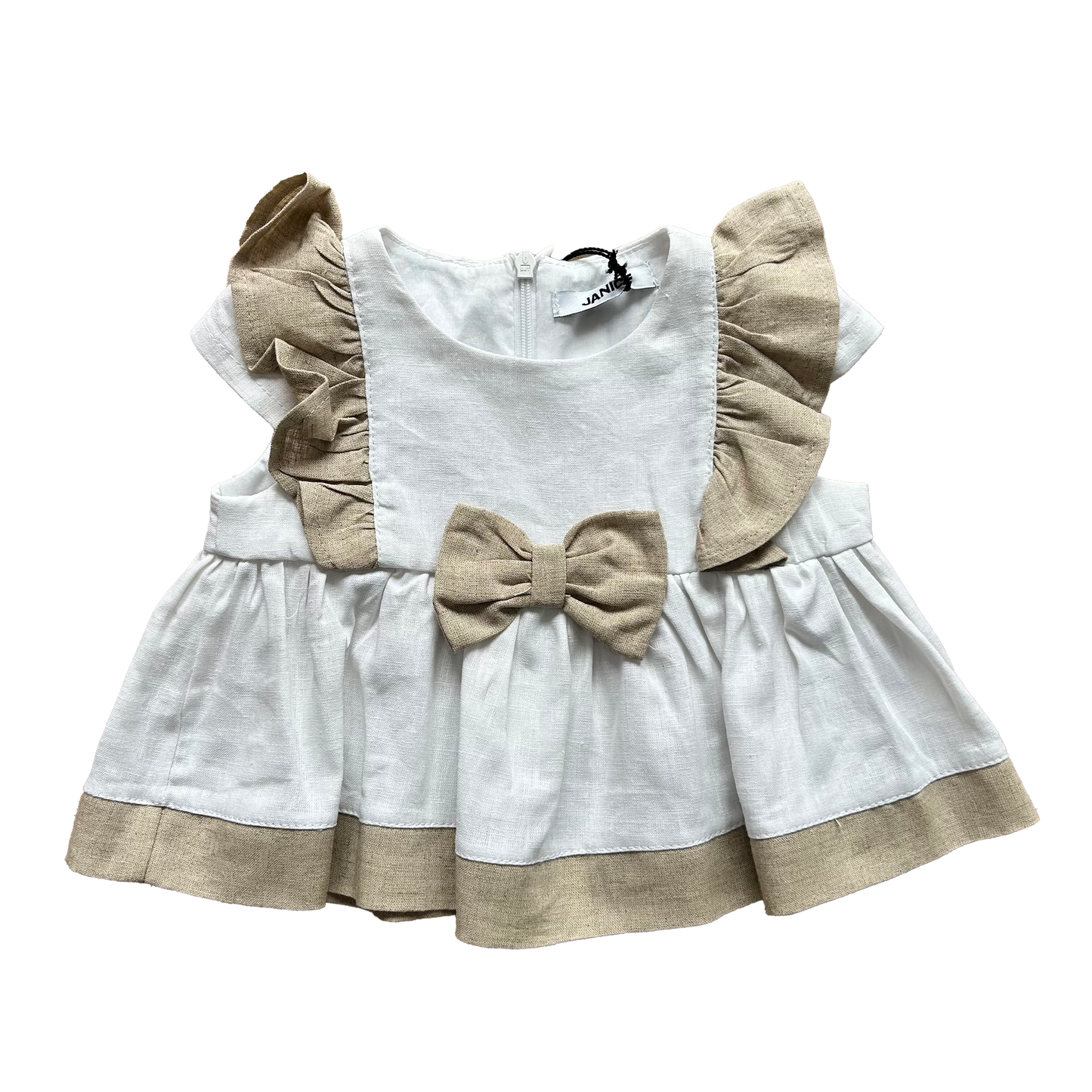Completo misto lino bianco e beige