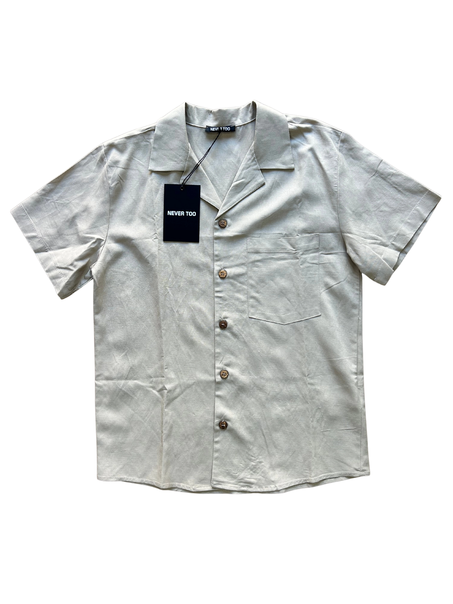 camicia mezza manica in lino con bottoncini in legno per bambino e ragazzo