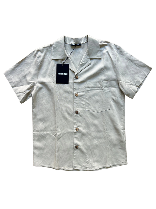 camicia mezza manica in lino con bottoncini in legno per bambino e ragazzo