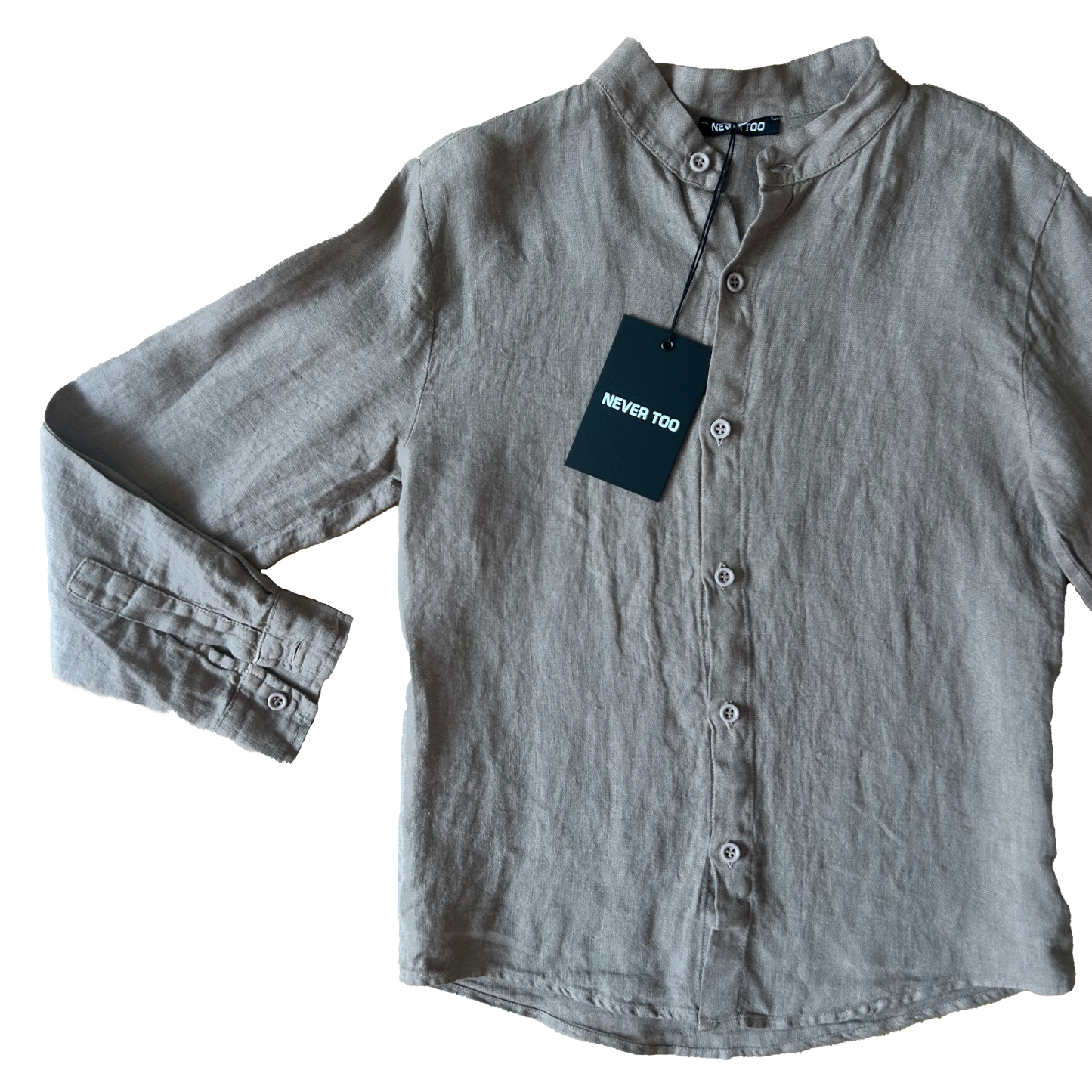 Camicia misto lino fango