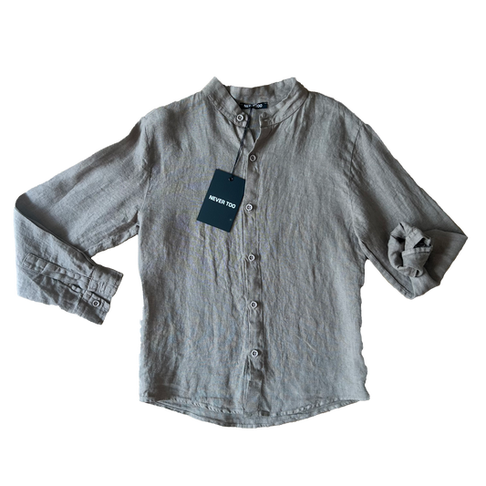 Camicia misto lino fango