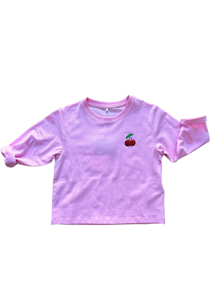 shirt manica lunga name it rosa con ciliegine glitterate per bambina 