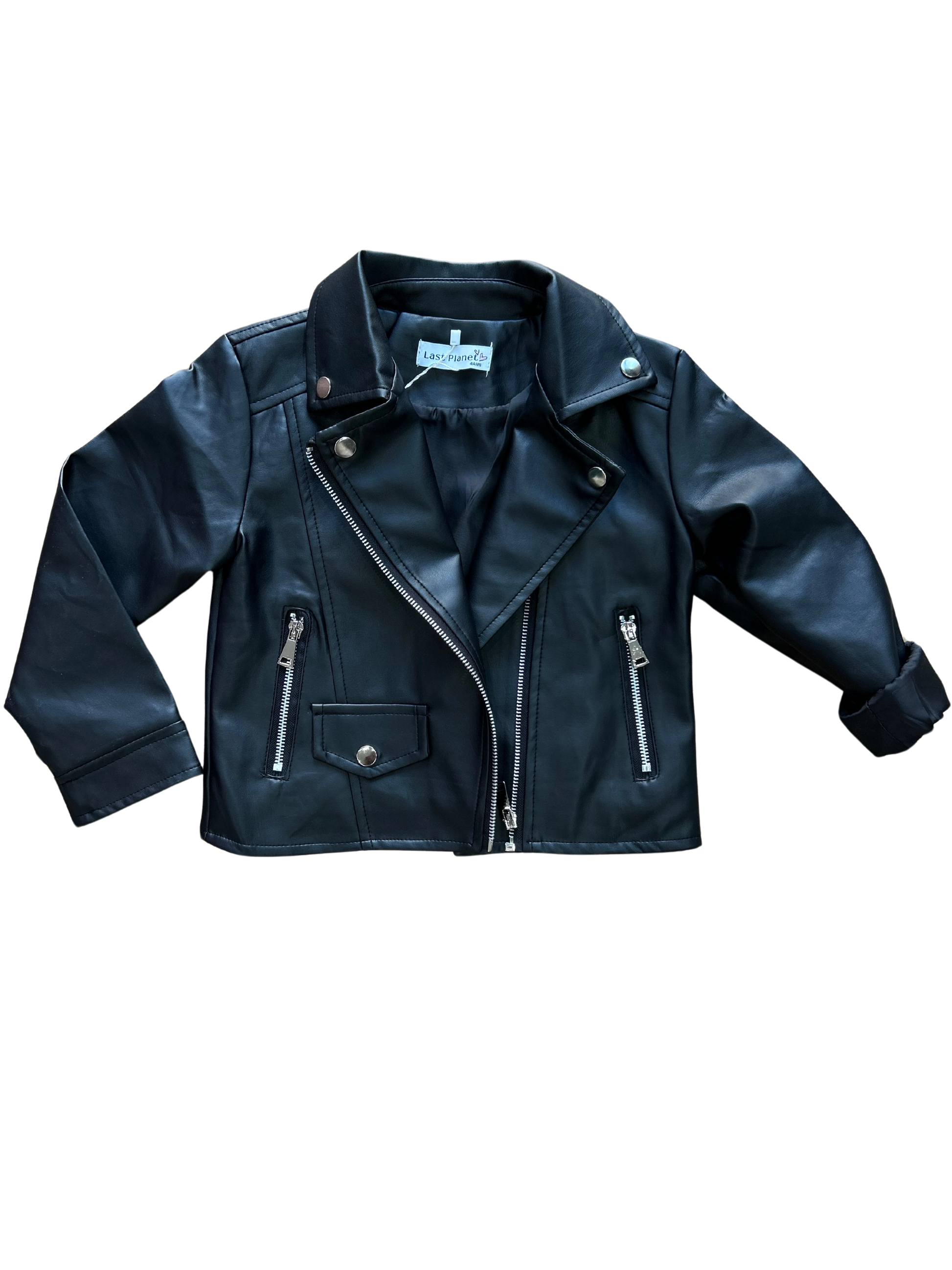 chiodo in ecopelle per bambina nero