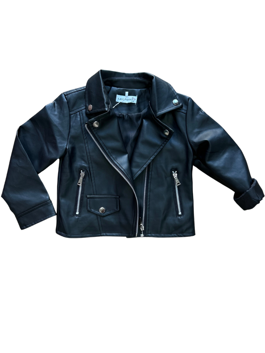 chiodo in ecopelle per bambina nero