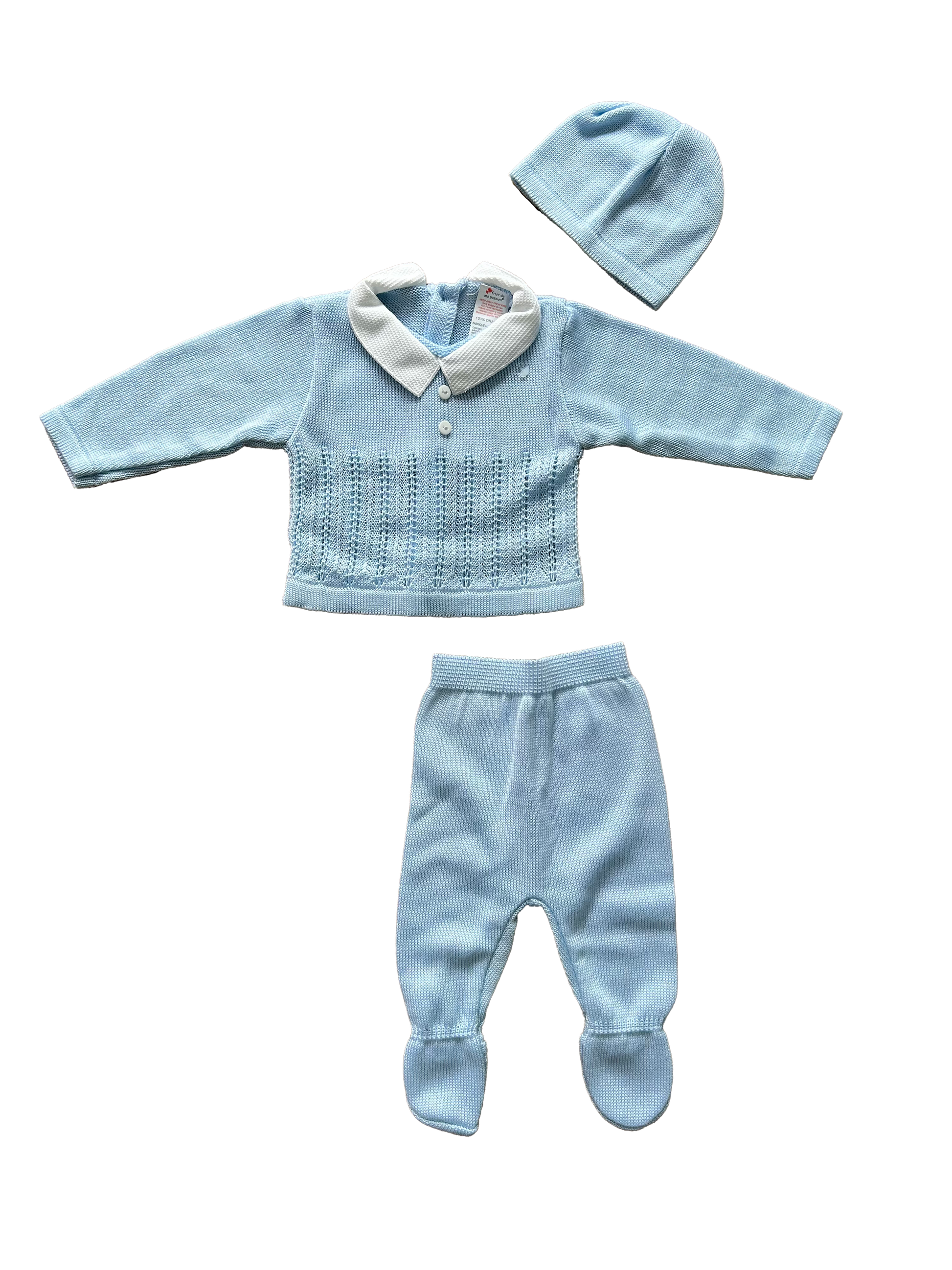 set in filo di cotone azzurro per neonato 
