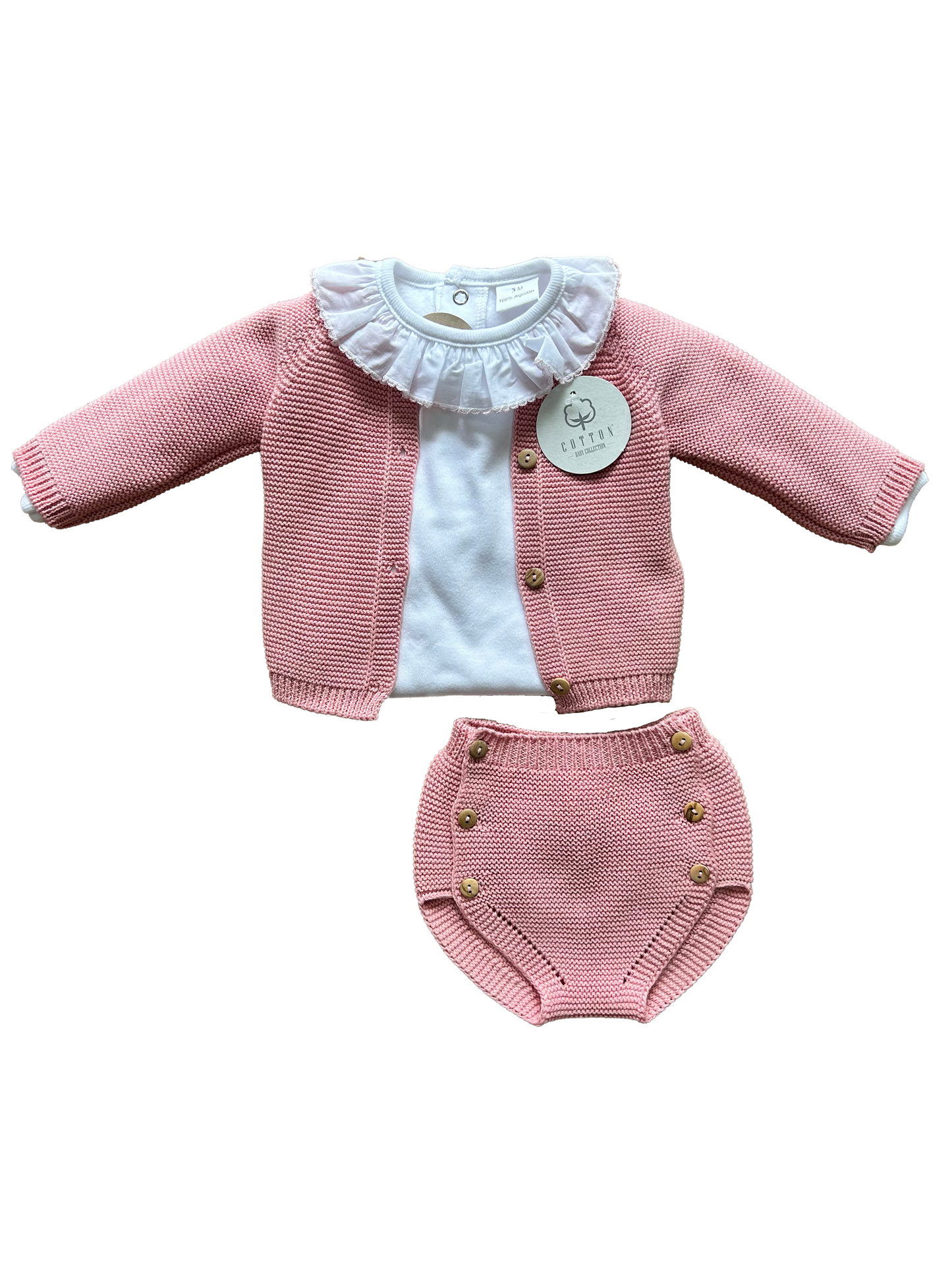 coordinato neonata in maglia con culotte