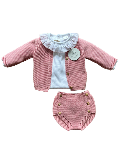 coordinato neonata in maglia con culotte