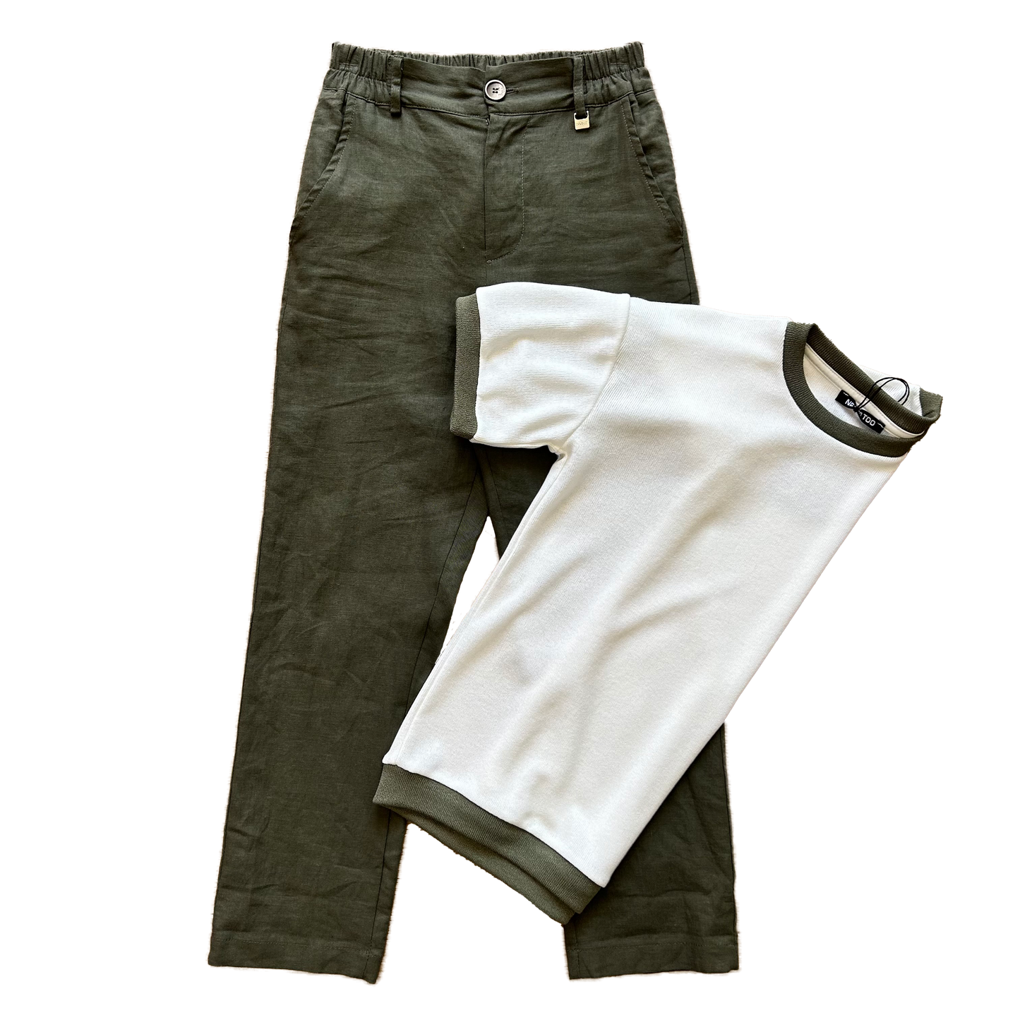 Pantalone misto lino verde
