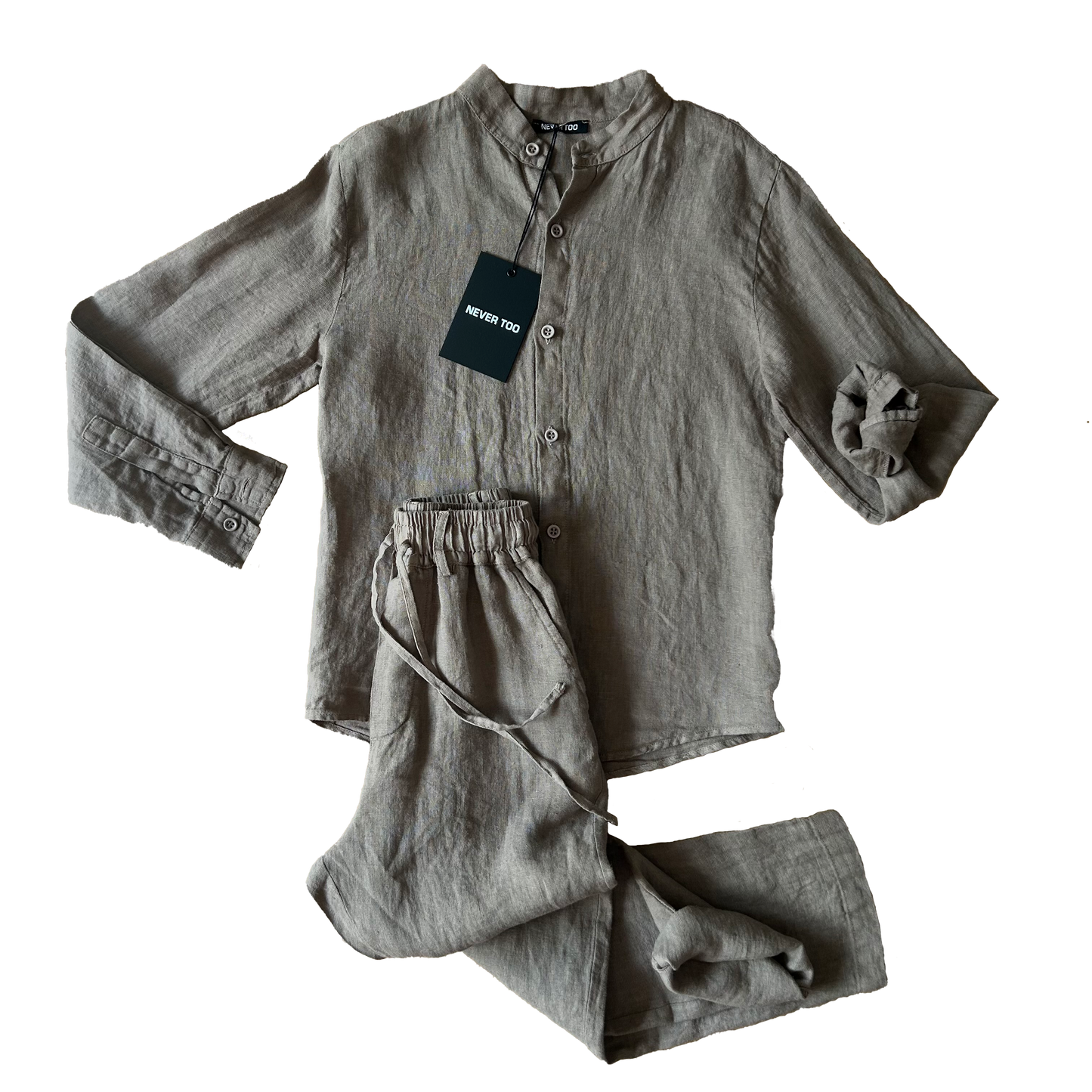 Camicia misto lino fango