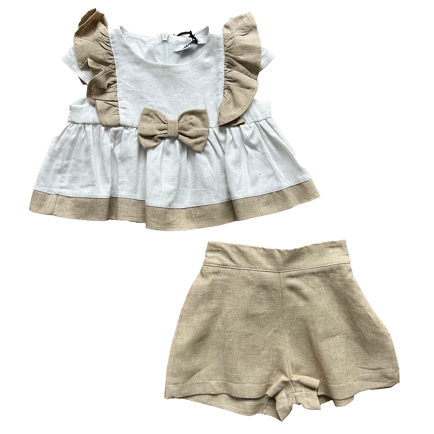 Completo misto lino bianco e beige