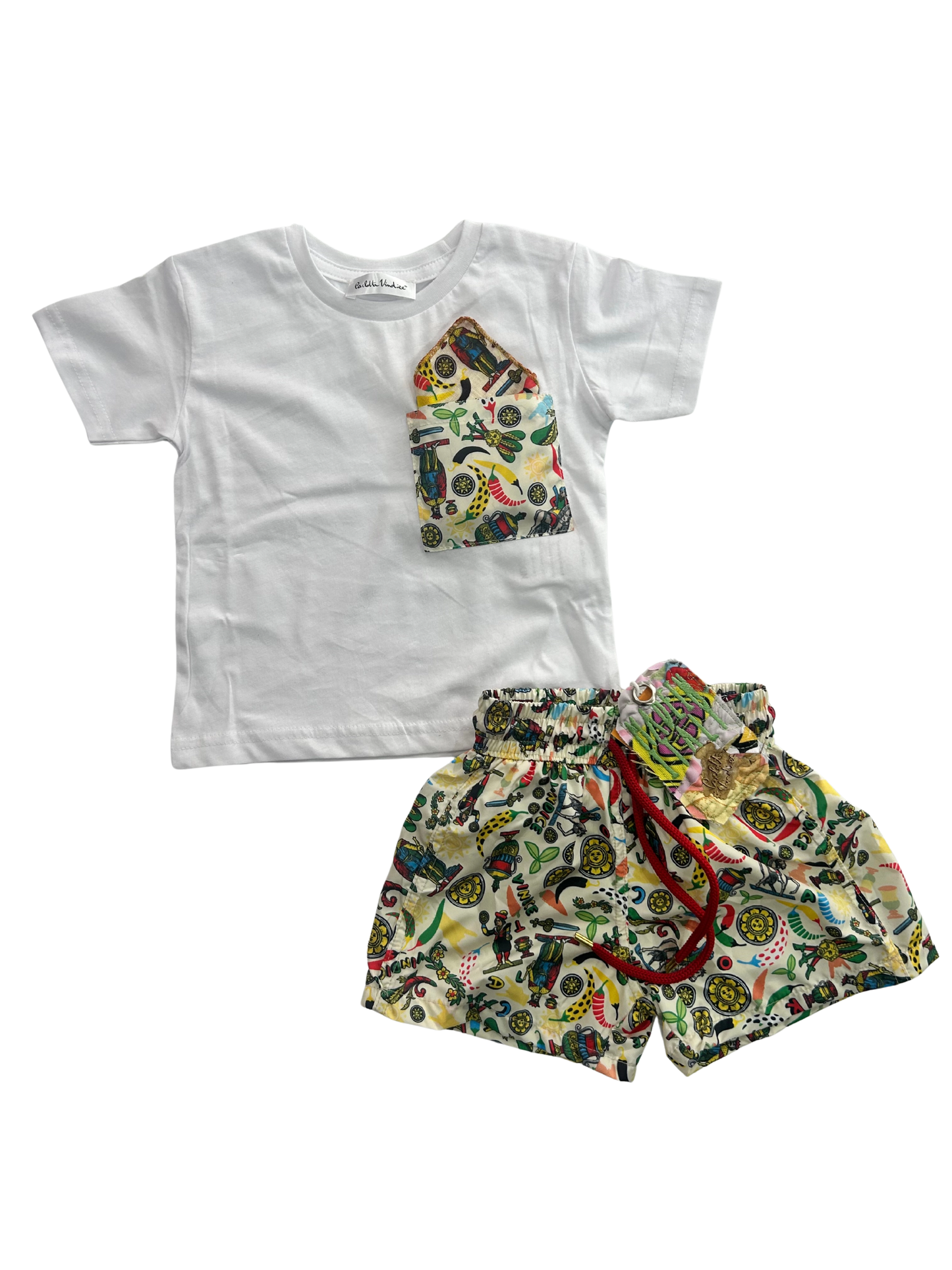 Costume con shirt in coordinato stampa carte napoletante per bambino