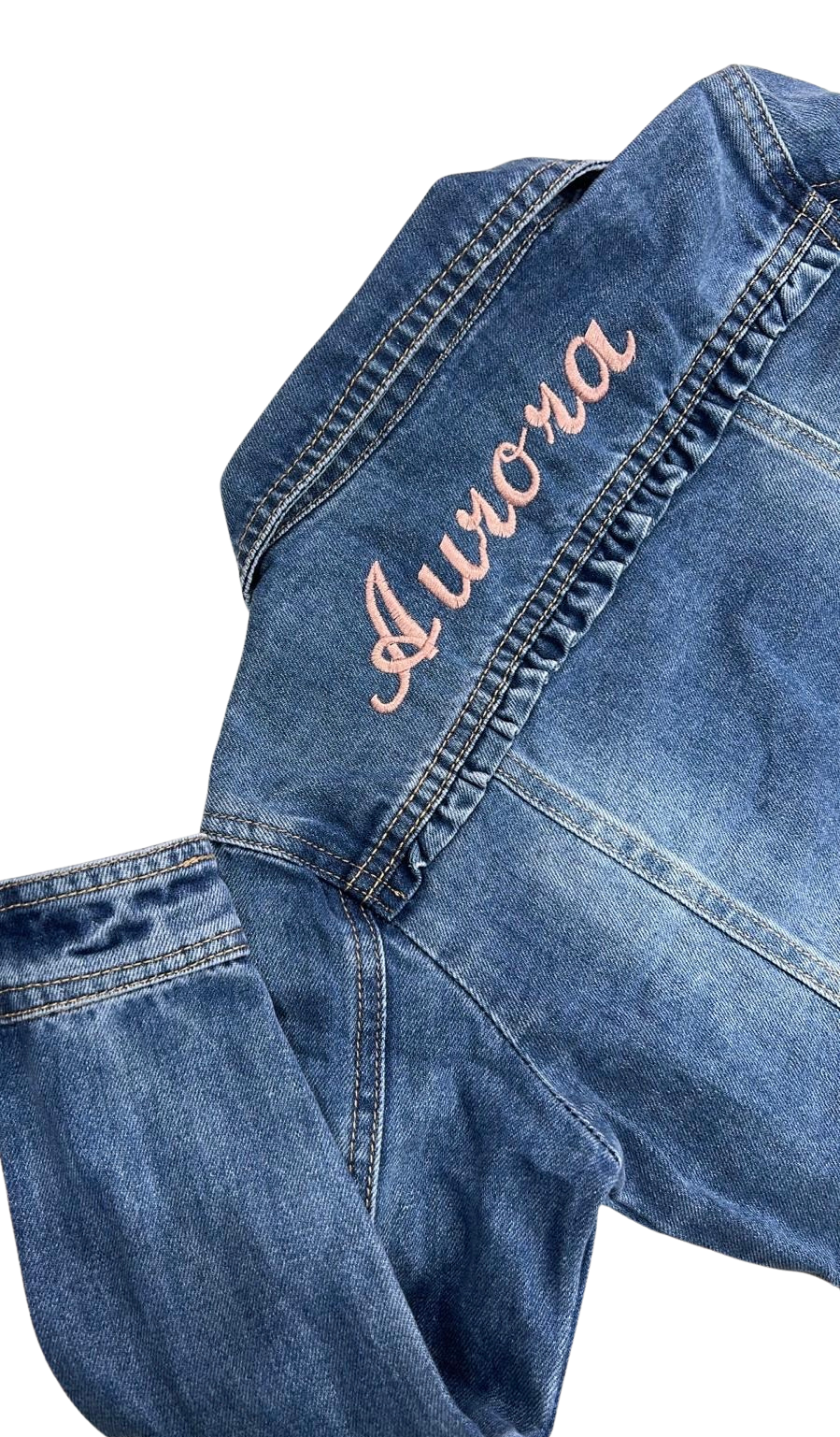 giacca-giubbino jeans personalizzato con ricamo per bambina