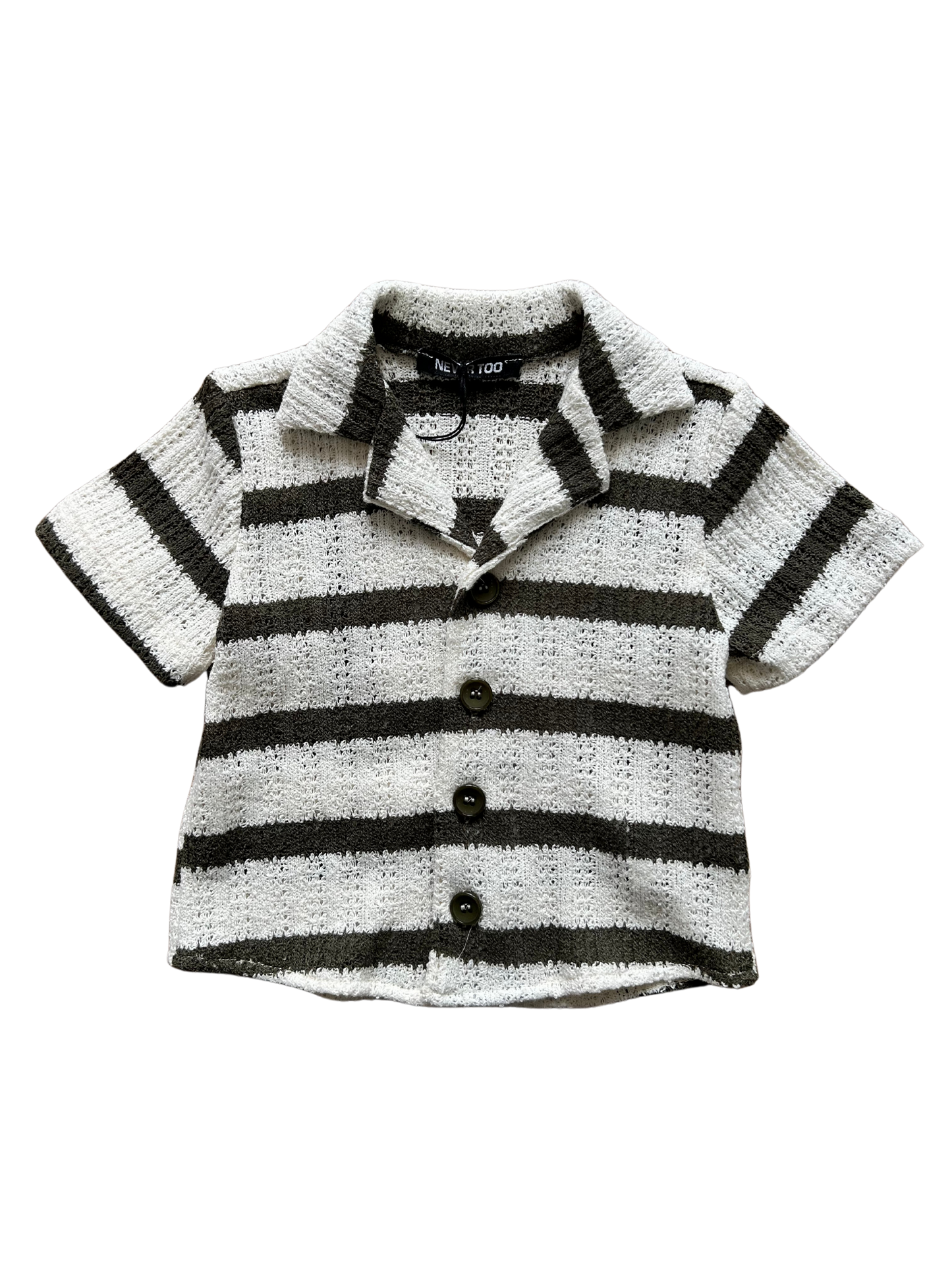 camicia collo a giacca bianca con righe verdi per bambino e neonato