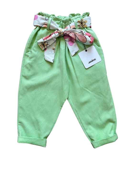 pantalone balloon comodo ma particolare verde mela per bambina