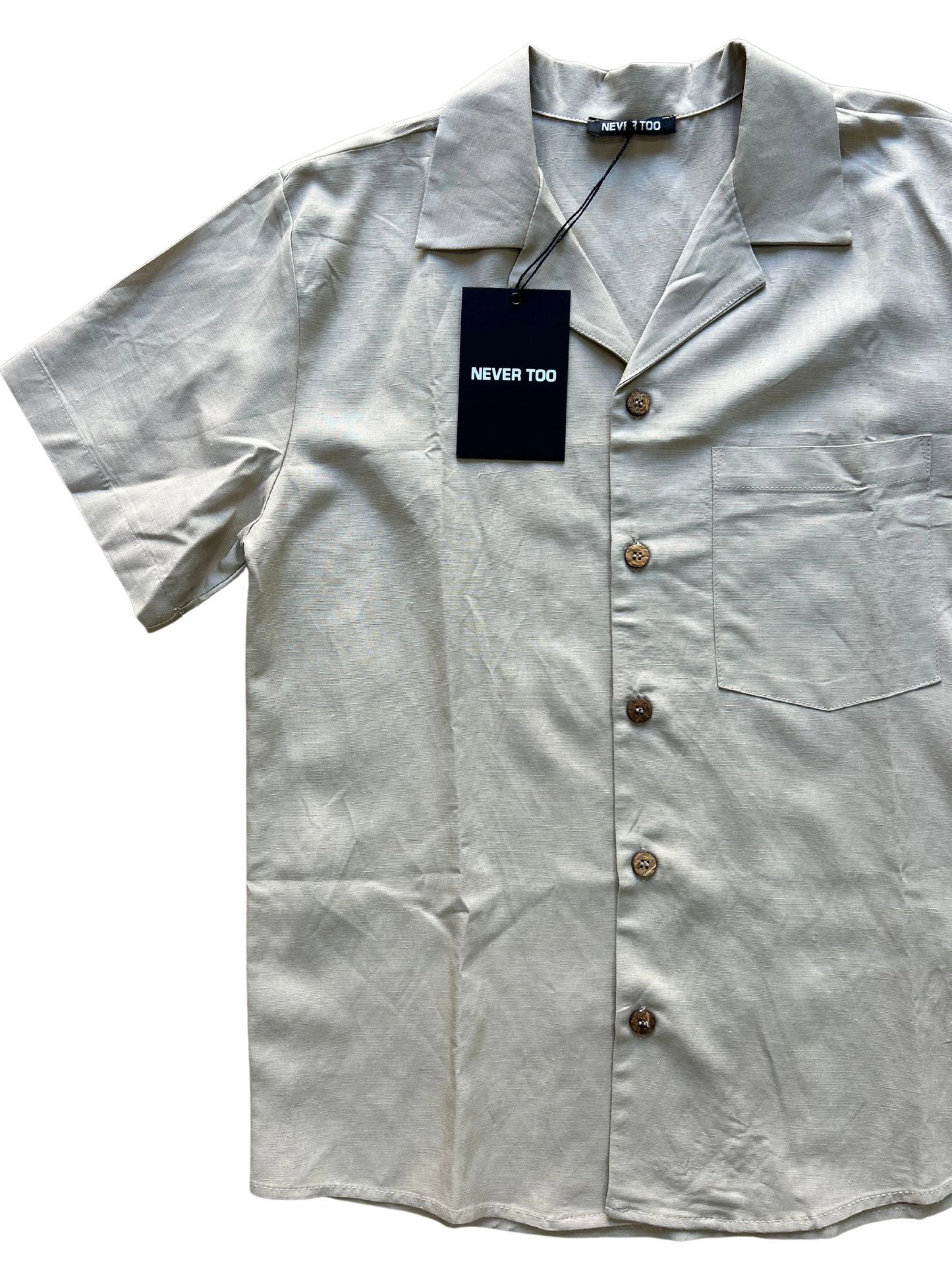 Camicia mezza manica beige