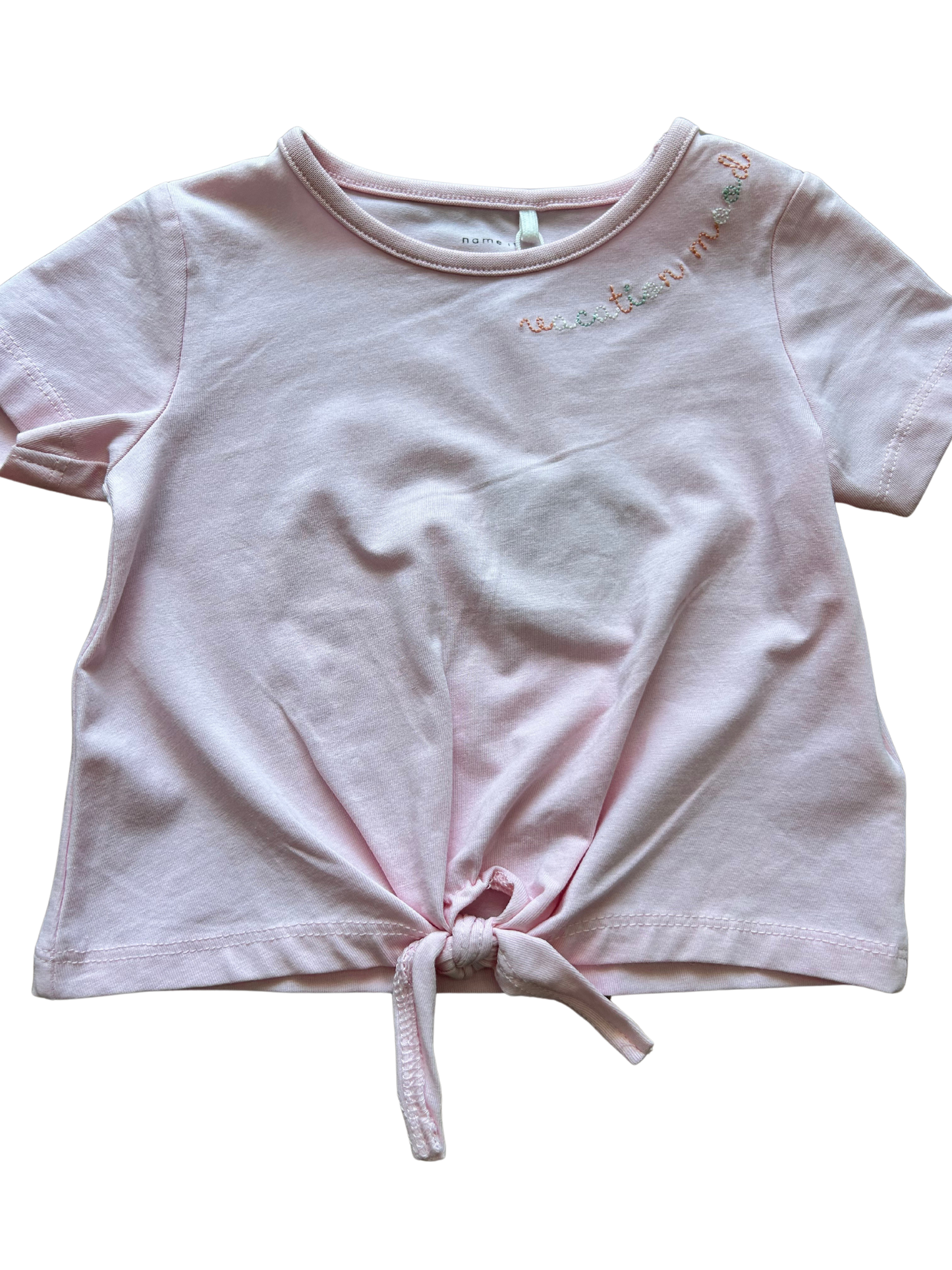 T-shirt baby rosa con nodino
