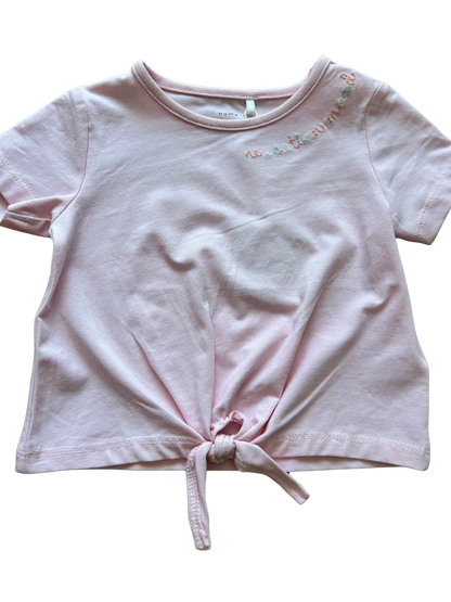 T-shirt baby rosa con nodino