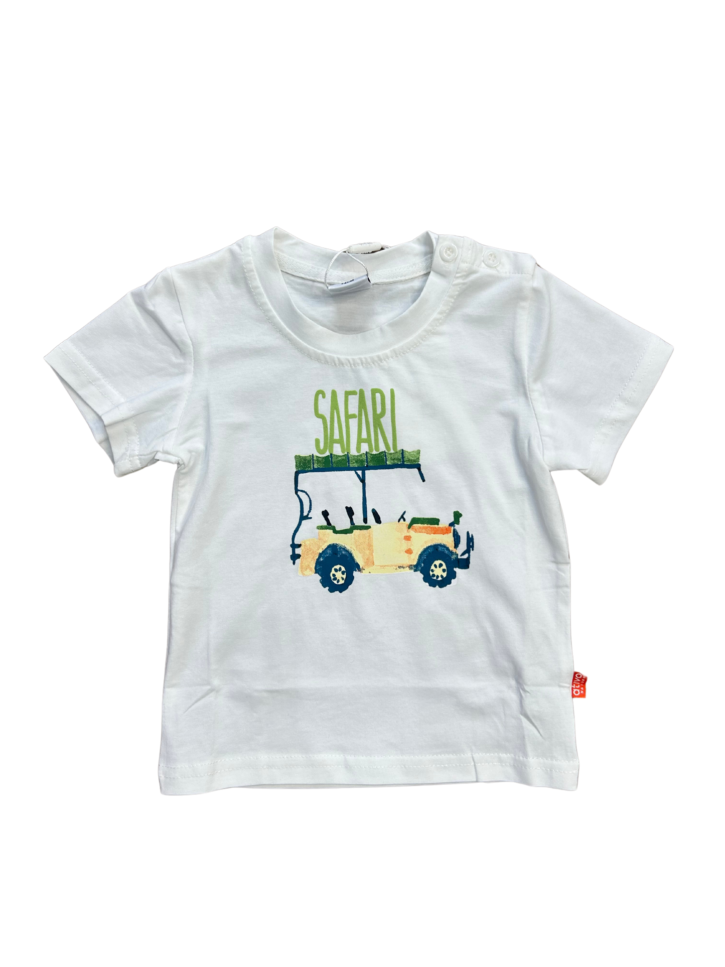 t-shirt neonato bianca con stampa in cotone