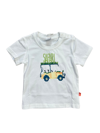 t-shirt neonato bianca con stampa in cotone