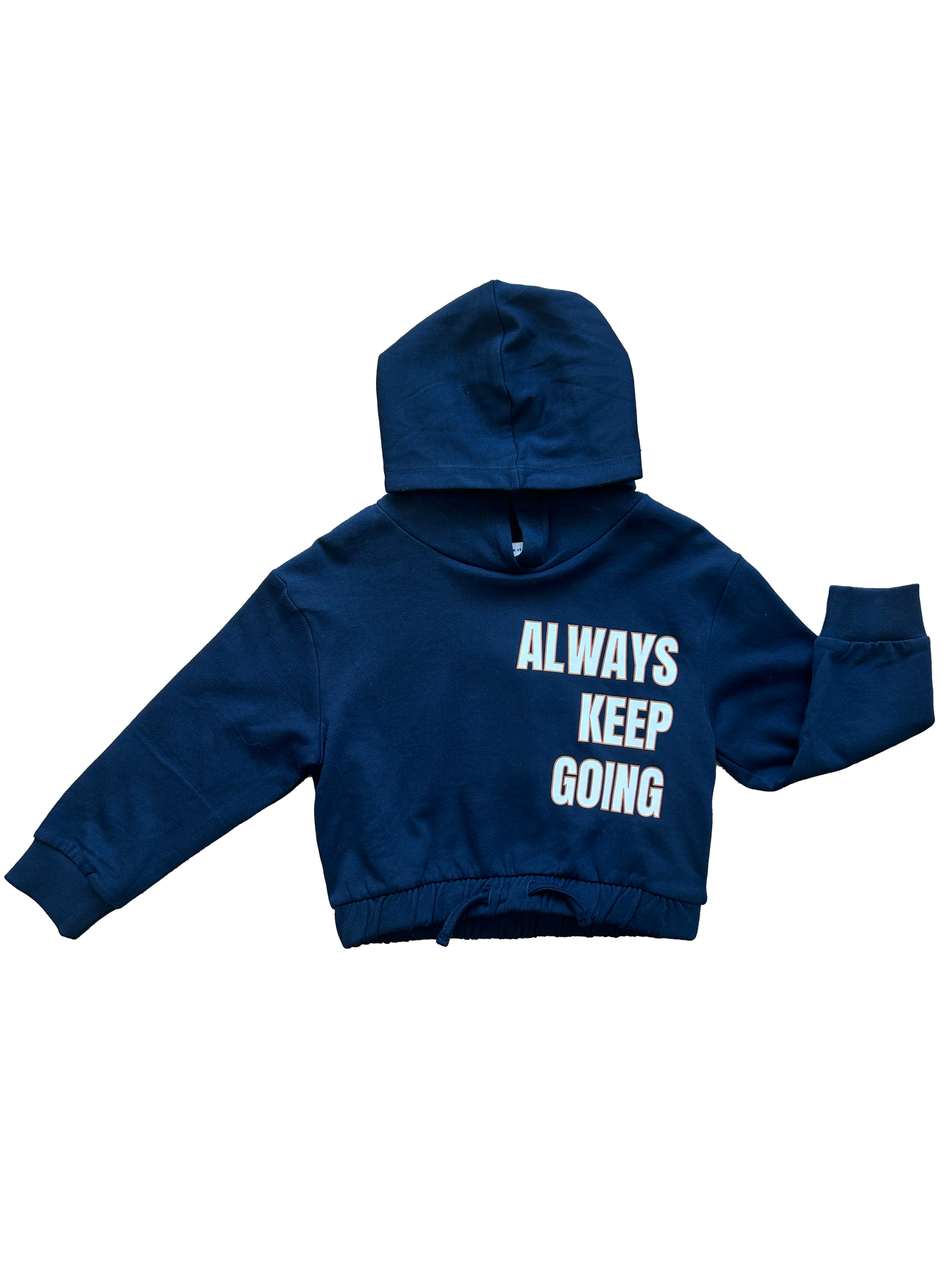 Felpa crop con cappuccio blu