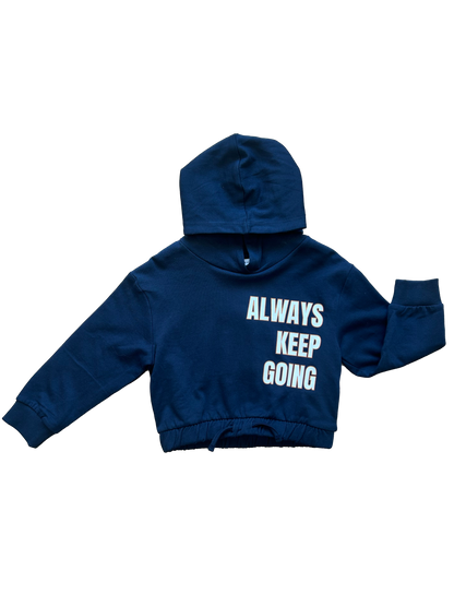 Felpa crop con cappuccio blu