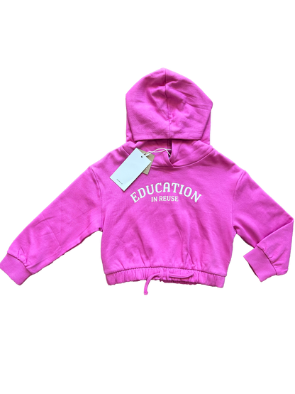 Felpa crop con cappuccio fucsia