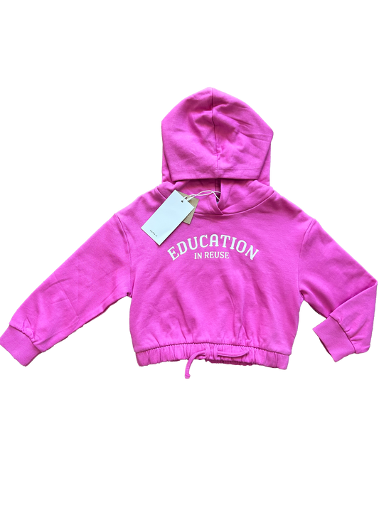 Felpa crop con cappuccio fucsia