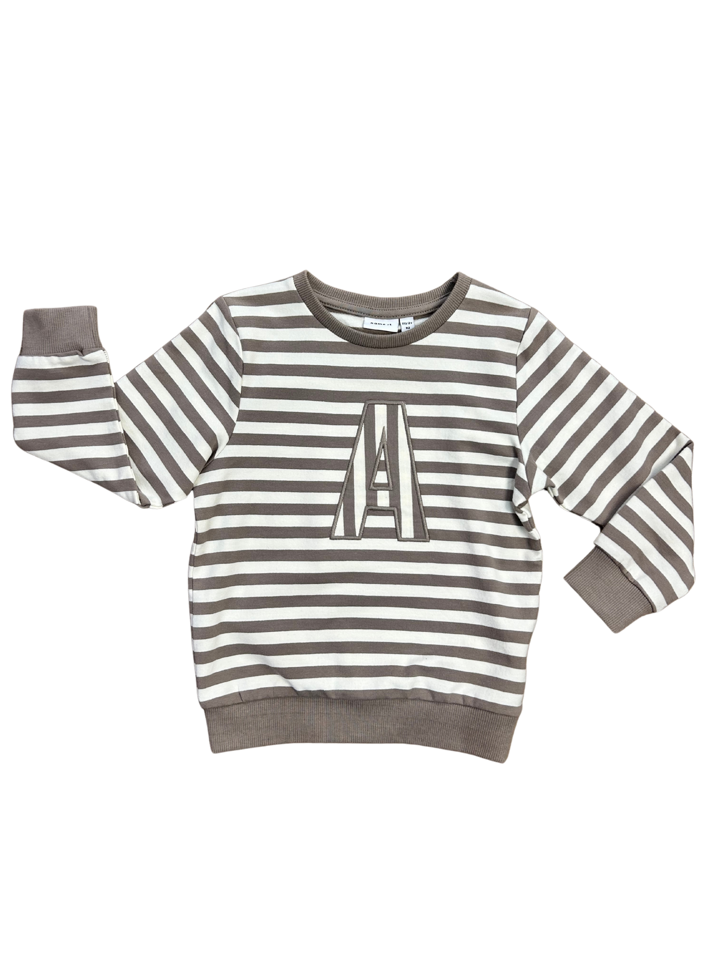 felpina nameit in cotone a righe bianco e tortora per bambino