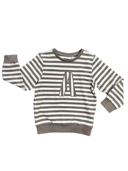 felpina nameit in cotone a righe bianco e tortora per bambino