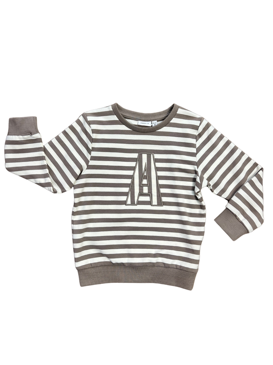 felpina nameit in cotone a righe bianco e tortora per bambino
