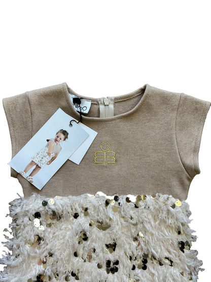 Vestitino piume e pailettes